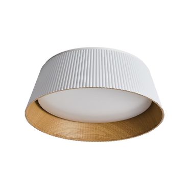 VK Lighting Aelia - plafonnier - Ø 46 x 15 cm - 30W dimmable LED inclus - blanc et bois