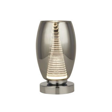 Searchlight Cyclone - lampe à poser - Ø 11,5 x 20,5 cm - 6W LED inclus - chrome et verre fumé