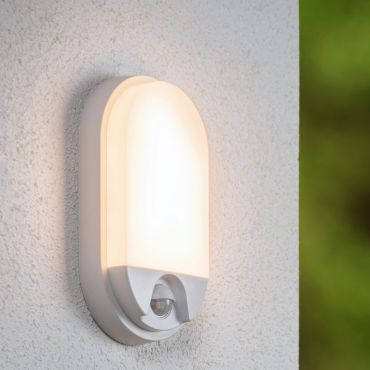 Lucide Hups IR - applique murale extérieure avec détecteur - 11,9 x 4,5 x 21,2 cm - 10W LED inclus - IP54 - blanc