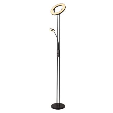 Searchlight Mother &amp; Child - lampadaire avec liseuse - Ø28 x 193 cm - 25,5W + 5W LED dimmable inclus - noir mat