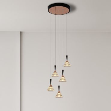 Nova Luce Paluz - lampe suspendue- Ø 32 x 150 cm - 30W dimmable LED inclus - noir mat et or rose
