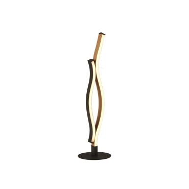 Searchlight Bloom - lampe de table - Ø 13 x 48 cm - 3 niveaux de gradation - 11W LED inclus - noir et effet bois
