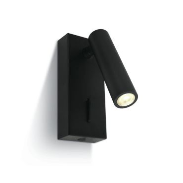 ONE Light Reading Spots - applique murale avec interrupteur - 5 x 2,5 x 12 cm - 3W LED inclus - noir