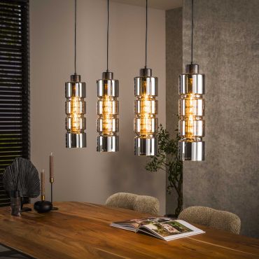 Vico Cylinder Glass - lampe suspendue - 105 x 12 x 150 cm - noir