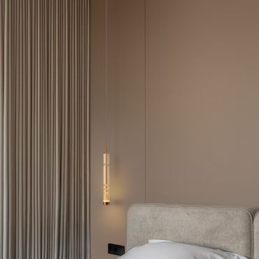 Nova Luce Bento - lampe suspendue - Ø 8 x 180 cm - 12W LED inclus - laiton doré et verre cognac