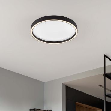 Nova Luce Istos - plafonnier - Ø 50 x 5 cm - 38W dimmable LED inclus - noir sablé