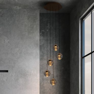 Nova Luce Licio - lampe suspendue - Ø 31 x 150 cm - 16W dimmable LED inclus - or
