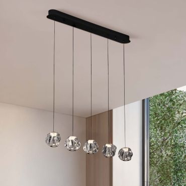 Nova Luce Ifos - lampe suspendue - 10 x 150 x 84 cm - 25W dimmable LED inclus - noir sablé et métal chromé