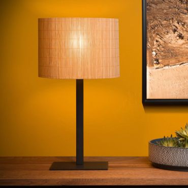 Lucide Magius - lampe à poser - Ø 28 x 52 cm - brun clair et noir