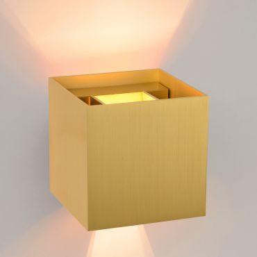 Lucide Xio - applique murale avec angle de faisceau réglable - 9,7 × 9,7 × 9,7 cm - LED dimmable 4W incluse - mat or