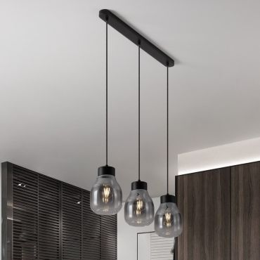 Nova Luce Blacu - lampe suspendue - 75 x 120 x 15 cm - dégradé fumé et noir