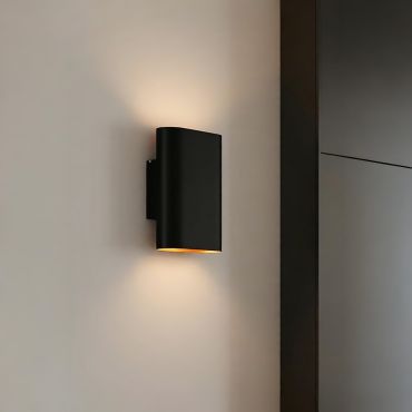 Lucide Ovalis - applique murale - 16 x 8,5 x 20 cm - noir et or mat