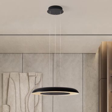 Nova Luce Epos - lampe suspendue - Ø 60 x 145 cm - 38W dimmable LED inclus - noir sablé et blanc