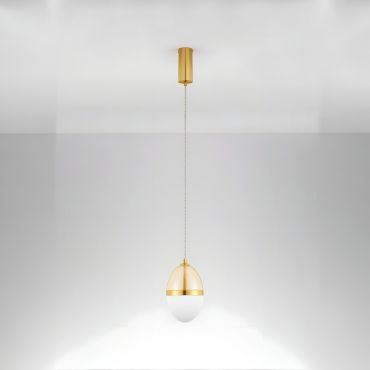 Nova Luce Egna - lampe suspendue - Ø 15 x 120 cm - 20W LED inclus - opale, verre cognac et or