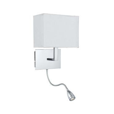 Searchlight Wall - applique murale avec double interrupteur - 20 x 25,5 cm - 1W LED inclus - chrome