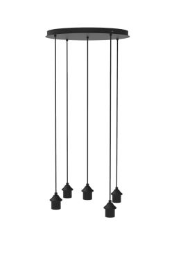Artdelight - lampe suspendue 5L sans abat-jour - Ø 50 x 3 cm - noir