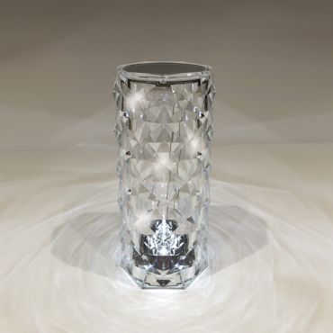 ONE Light Crystal Effect - lampe de table rechargeable - Ø 9 x 21,2 cm - 3 niveaux de gradation - 1,2W LED inclus - IP54 - transparent