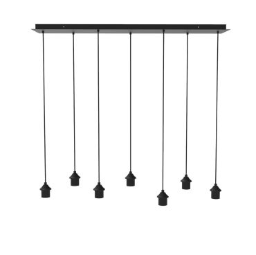 Artdelight - lampe suspendue 7L sans abat-jour - 120 x 30 x 150 cm - noir