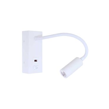 Artdelight Easy - applique murale avec interrupteur et port USB - 6 x 32 x 14 cm - 3W LED inclus - blanc