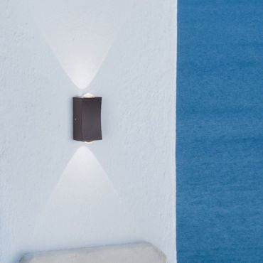 Nova Luce Dewei - applique murale extérieure - 5 x 9 x 4 cm - 2 x 2W LED inclus - IP54 - anthracite foncé