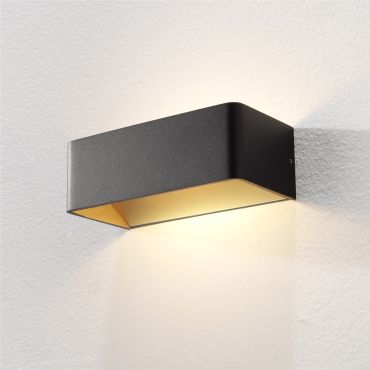 Artdelight Mainz - applique murale - 20 x 10 x 7 cm - 2 x 3W LED dimmable inclus - noir et or mat