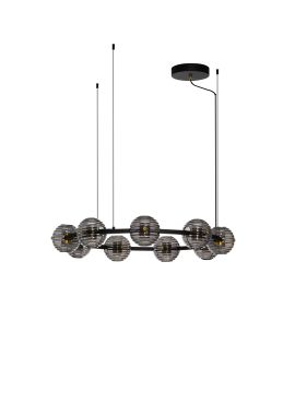 Nova Luce Las - lampe suspendue - Ø 91 x 160 cm - 91W dimmable LED inclus - noir sablé, or et gris fumé