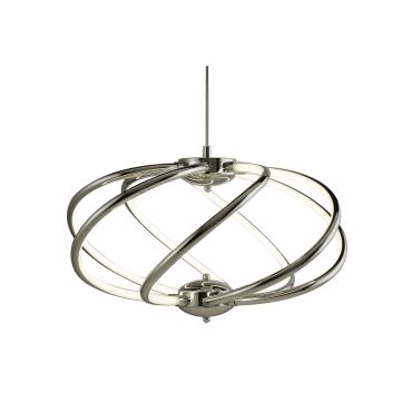 Searchlight Bardot - lampe suspendue - Ø 51 x 150 cm - 42W LED dimmable inclus - chrome et blanc