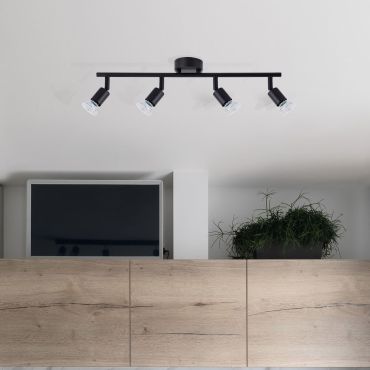 Nova Luce Lup - spot en saillie 4L - 51 x 8 x 10,9 cm - noir satiné