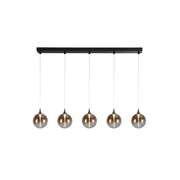 Searchlight Alchemy - lampe suspendue - 120 x 150 cm - 19W LED dimmable inclus - noir, or et ambre