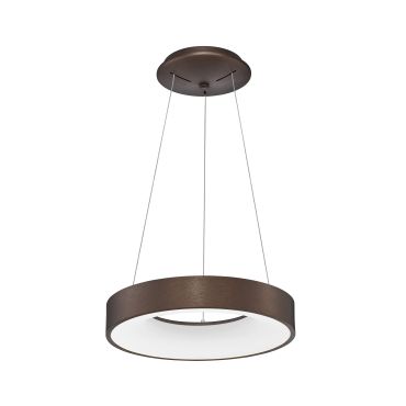 Nova Luce Rando Thin - lampe suspendue - Ø 38 x 120 cm - 30W LED dimmable inclus - café brossé