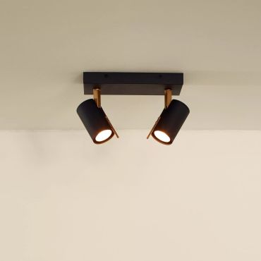 Lucide Grony - spot en saillie - 22 x 10 x 15 cm - 2 x 5W LED dimmable inclus - noir