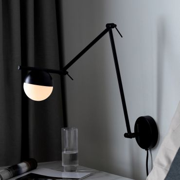 Nordlux Contina - plafonnier/mural avec interrupteur - 73,6 x 12,5 x 37,2 cm - noir et blanc opale