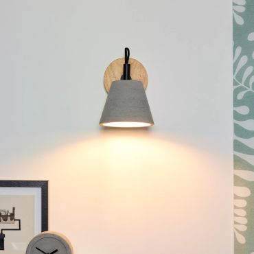 Lucide Possio - applique murale - 15 x 21 x 18 cm - taupe, bois