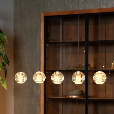 Lucide Dilenko 5L - suspension - 84 x 10 x 150 cm - 5 x 3,5W LED dimmables incluses - laiton