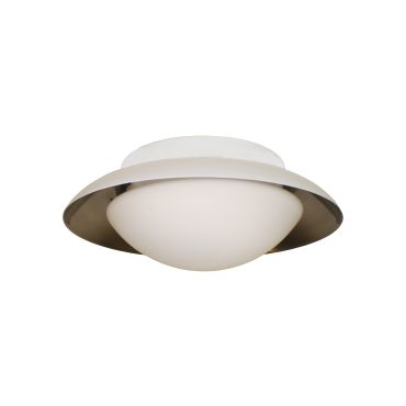 Artdelight Mush - plafonnier de salle de bain - Ø 25 x 9 cm - 10W LED inclus - IP44 - blanc et acier