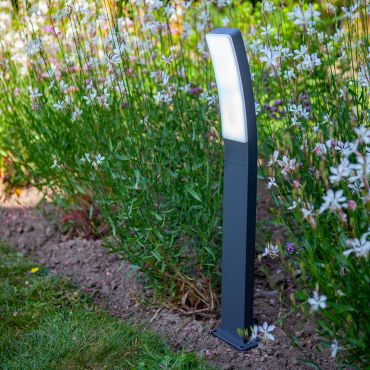 Lutec Kira - lampe de jardin - 12 x 11,4 x 74 cm - 17,3W LED inclus - IP54 - gris foncé - blanc