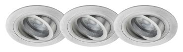 MODÈLE D’EXPOSITION - Energetic Brindisi - set de 3 - 6,7W LED dimmable inclus - Ø 92 mm, Ø 78 mm à encastrer - aluminium brossé