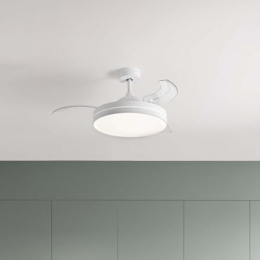 Nova Luce Nevma - ventilateur de plafond avec lumière et télécommande - Ø 107 x 49 cm - 36W LED inclus - blanc mat