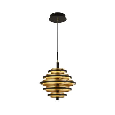 Searchlight Hive - lampe suspendue - Ø 40 x 140 cm - 35W LED dimmable inclus - noir et or