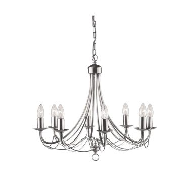 Searchlight Maypole - lustre - Ø 60 x 100 cm - argent satiné