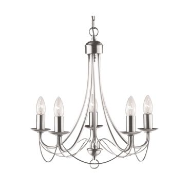 Searchlight Maypole - lustre - Ø 46 x 100 cm - argent satiné