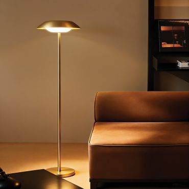 VK lighting Mira - lampadaire - Ø 35 x 152 cm - 8W LED inclus - laiton mat