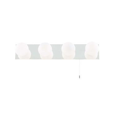 Searchlight Global - lampe miroir avec interrupteur à tirette - 44 x 8 x 11 cm - 4 x 2,5W LED incl. - IP44 - blanc et opale