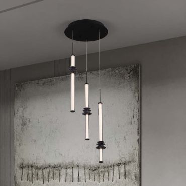 Nova Luce Stalactite - lampe suspendue - Ø 35 x 170 cm - 18W dimmable LED inclus - noir sablé