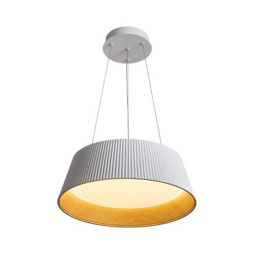 VK Lighting Aelia - lampe suspendue - Ø 46 x 150 cm - 30W dimmable LED inclus - blanc et bois