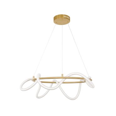 Nova Luce Cerelia - lampe suspendue - Ø 60 x 120 cm - 34W LED dimmable inclus - laiton doré et blanc