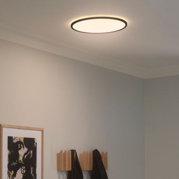Nordlux Oja 42 - plafonnier - Ø 42,4 x 2,3 cm - 24W dimmable LED inclus (3000K/4000K) - IP54 - noir