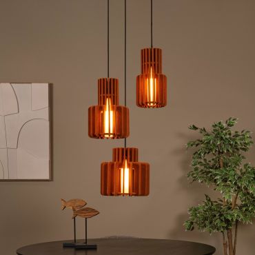 Lucide Rollo - lampe suspendue - Ø 50 x 150 cm - Terracotta