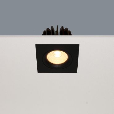 Artdelight Venice 2508 - spot encastrable - 80 x 80 mm, Ø 68 mm encastrable - 8W LED dimmable inclus - IP44 - noir