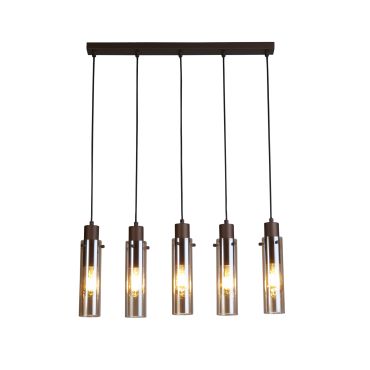 Searchlight Sweden II - lampe suspendue - 68 x 120 cm - moka et ambre